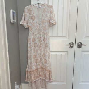 Petal & Pup Beige Floral High Low Dress-spring /summer dress